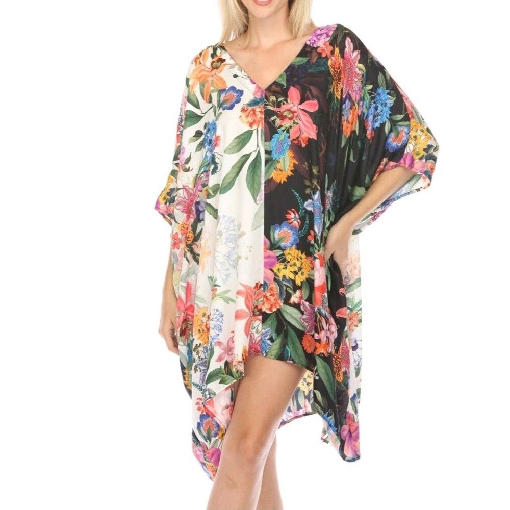 Johnny Was Neon Jungle Mix High Low Kaftan Swim Cover Up Dress CSW4024-J